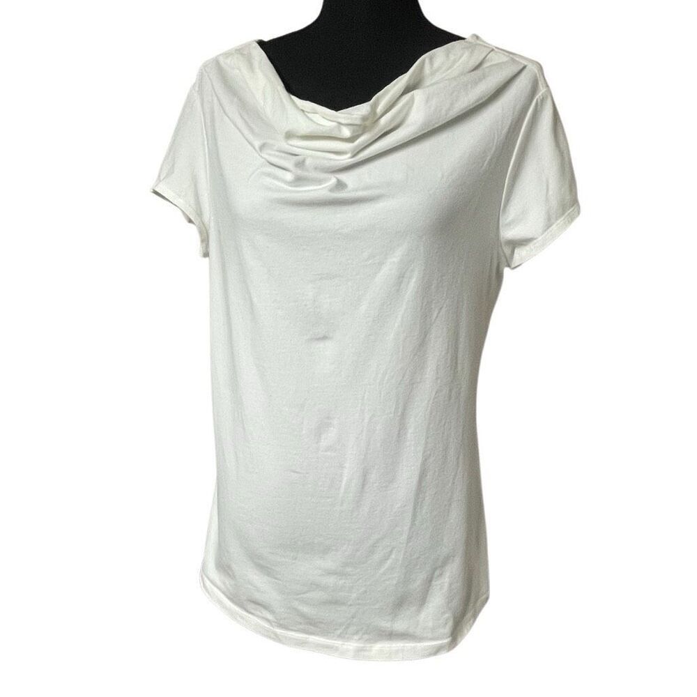 Merona White Drape Cowl Neck Short Sleeve Top